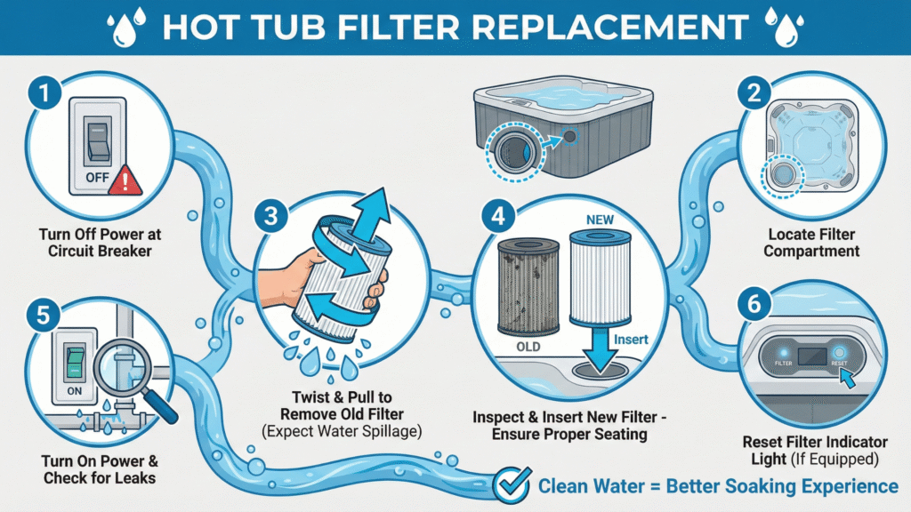 step by step hot tub filter replacement instructions