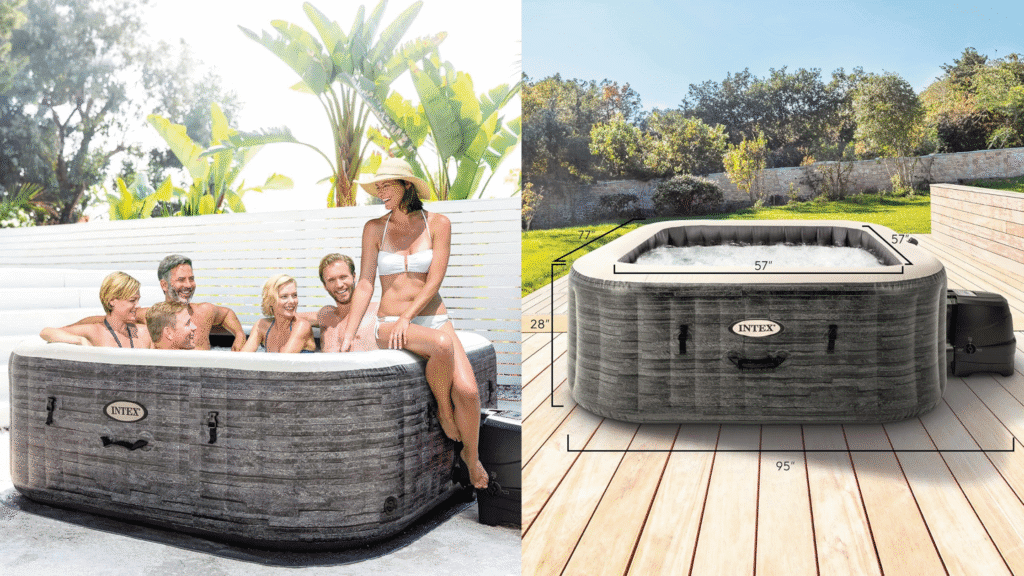 Group enjoying a hot tub outdoors.