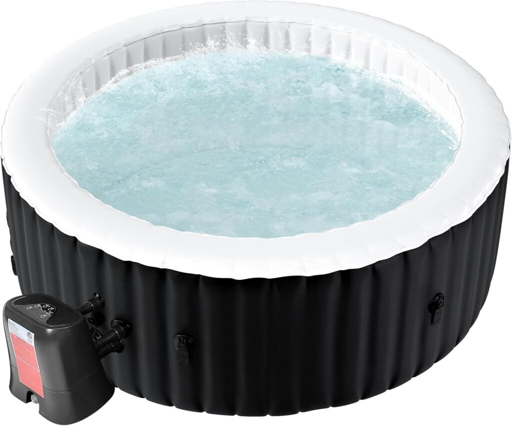 Glonerle Round Inflatable Hot Tub, 2-4 Person Portable Blow up Hot Tub
