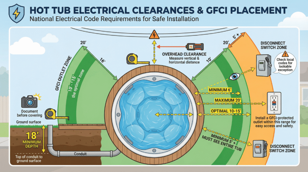 Measuring Electrical Clearances and GFCI Placement infographic