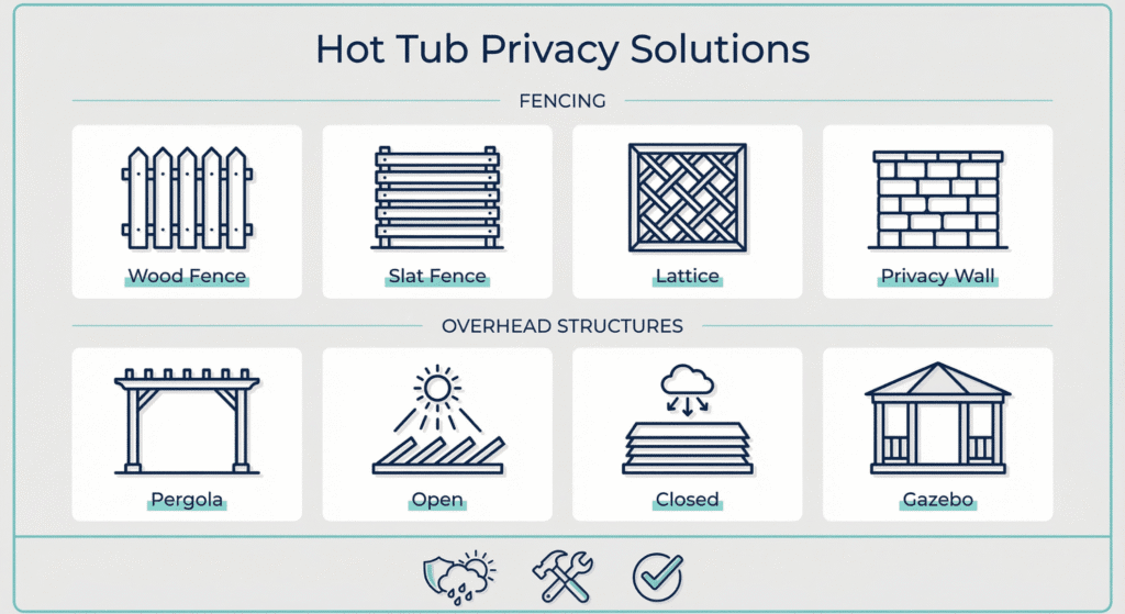 Permanent Backyard Hot Tub Privacy Ideas