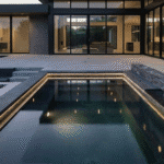 inground hot tub in backyard