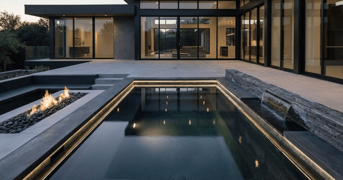 inground hot tub in backyard