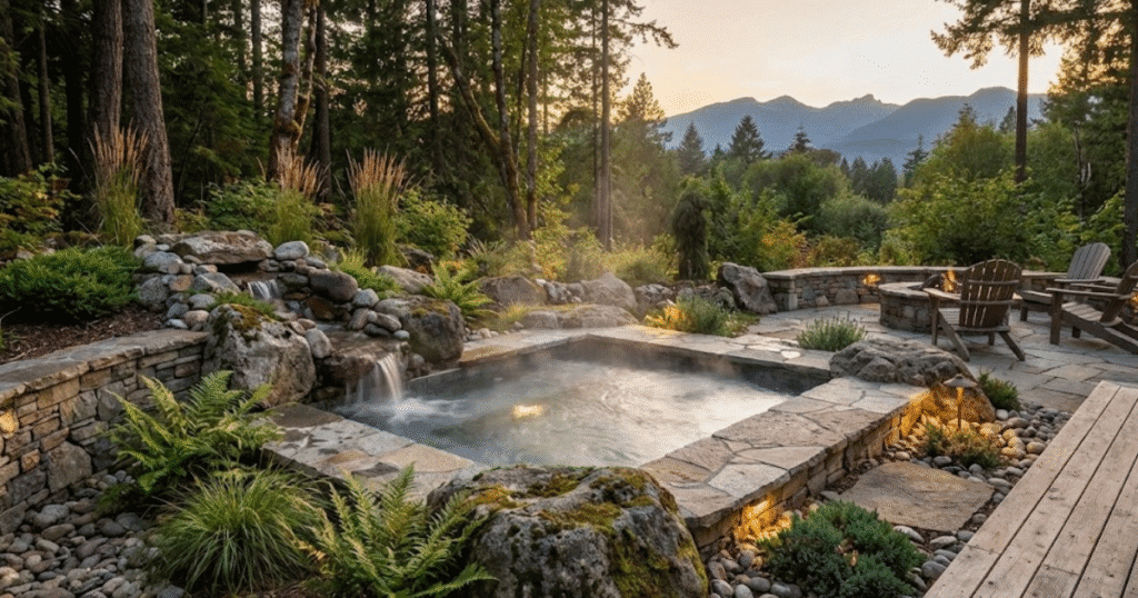 Natural Stone and Rustic Inground Spa Ideas