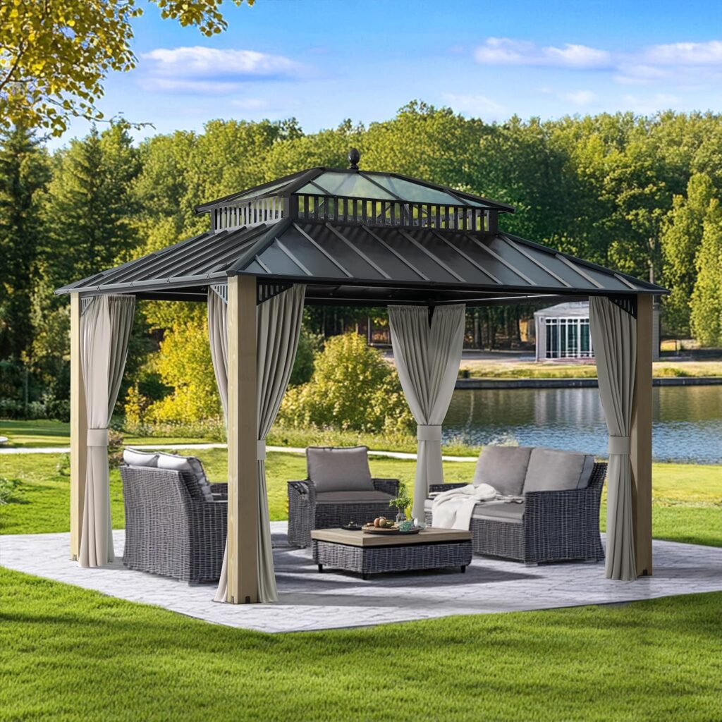 Sunjoy 12' x 10' Hardtop Gazebo for hot tub privacy